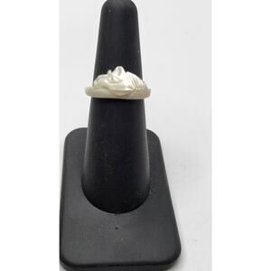 Vintage Carved Mother of Pearl Horse Ring Equestrian Animal Jewelry